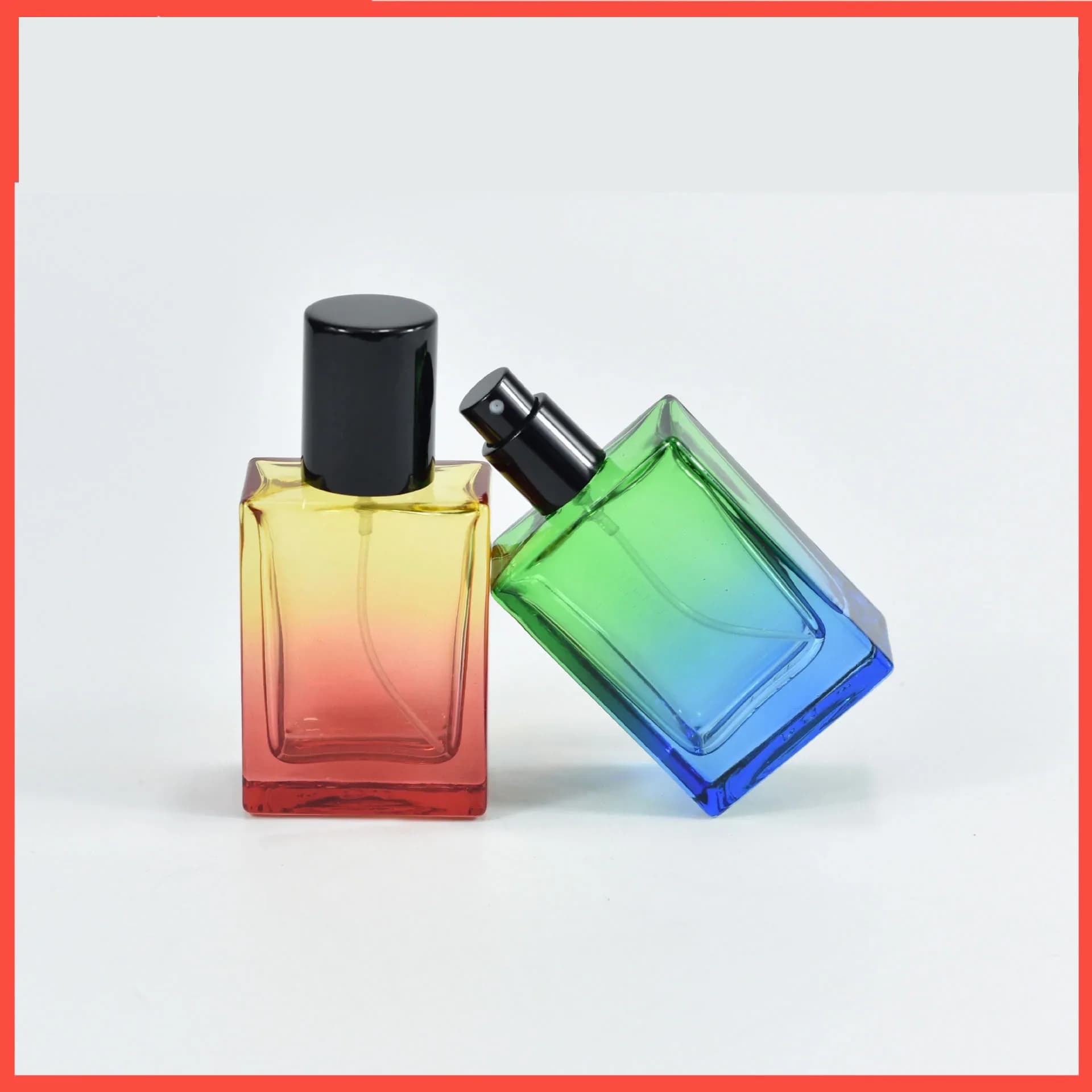 30ml Glass Gradient Perfume Bottle Refillable Empty Fine Mist Atomizer Spray Bottles Portable Square for Perfume