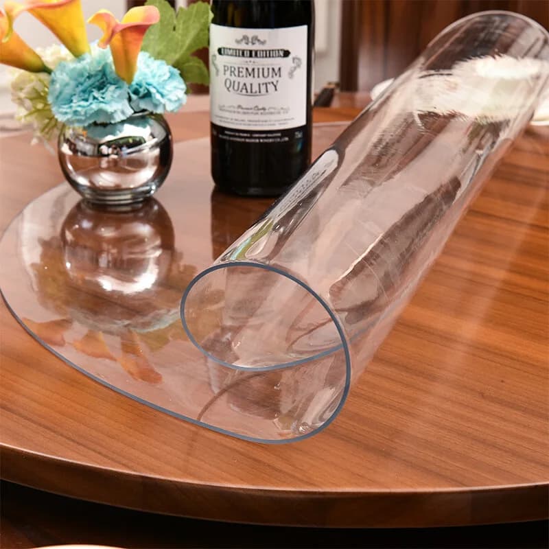 Tappeto da tavolo rotondo in PVC Tovaglia impermeabile trasparente Copritavolo da cucina Panno morbido in vetro Tappetino di protezione a prova di olio