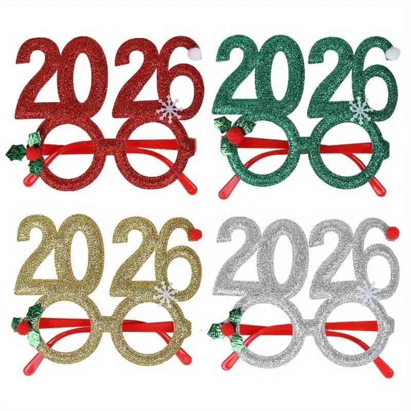 1-4 pezzi 2026 divertente cornice per occhiali digitali per la decorazione della festa di Natale di Capodanno creativo Photo Booth Prop bomboniere regalo di Natale