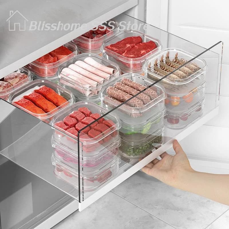 【S】5/10 Pezzi Contenitore per Conservazione Carne Congelata, Barattolo per Mantenere Freschezza Alimenti in Frigorifero, Contenitore per Verdure da Cucina
