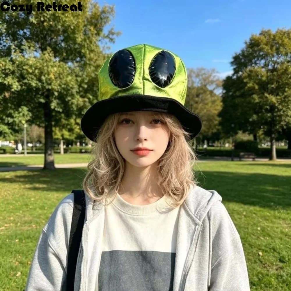 Party Supplies Creative Alien Hat Cartoon Funny Big Eyes Cap Comfortable Soft Cosplay Headgear Role Playing