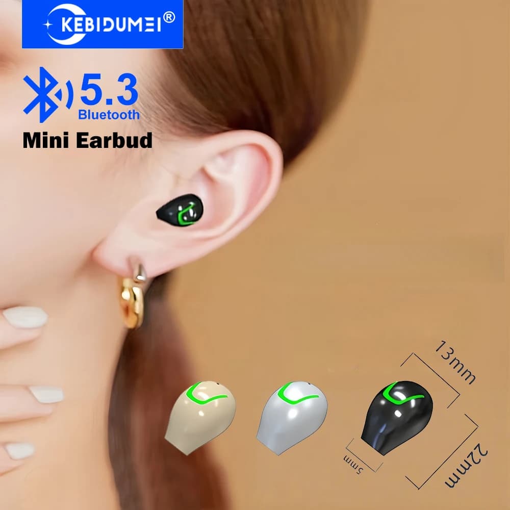 KEBIDUMEI Auricolare Bluetooth 5.3 In-ear Mini Invisibile TWS Wireless HiFi Stereo con Riduzione del Rumore In-ear Bluetooth 5.3 Earphone Mini Invisible Headset TWS Wireless Headphone HiFi Stereo Noise Reduction Earbud
