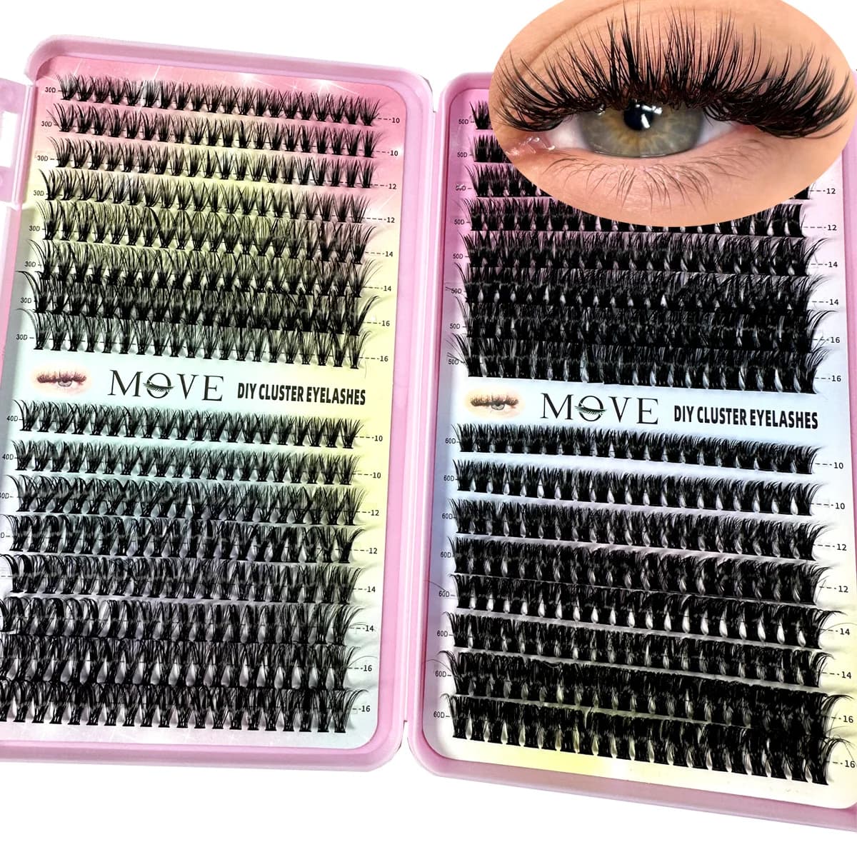 New 640 Cluster Lashes Kit 5D Ceiling Extension Kit Eyelashes Mirror Volume Tray Mixed Mixed Visone Eyelash Fined Eyelash Extension Makeup