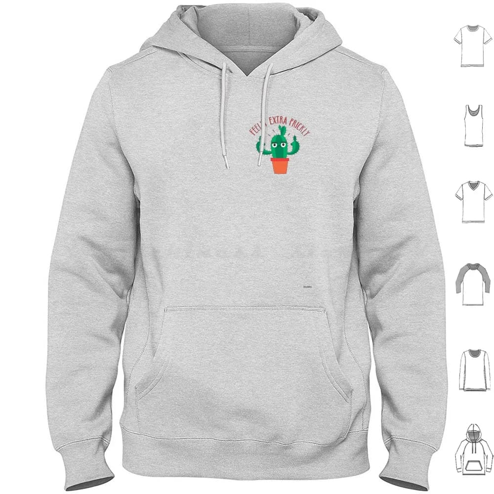 Felpa con cappuccio Extra Prickly in cotone a maniche lunghe Cactus Cactus Divertente tipo Moody Carattere Pianta Angry Dinomike