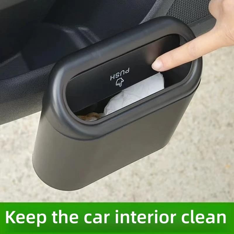 Per Tesla 1L: Contenitore Portatile per Detriti Auto, Mini Cestino Quadrato da Appendere, Bidone della Spazzatura a Pressione, Accessori per Interni Auto