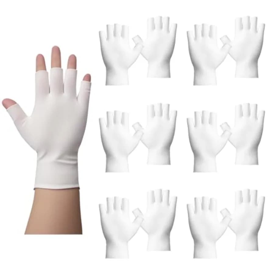 6 Pairs White Cotton Gloves - Fingerless Moisturizing Gloves - Eczema White Gloves for Dry Hands - Soft Sleep Glove for Eczema