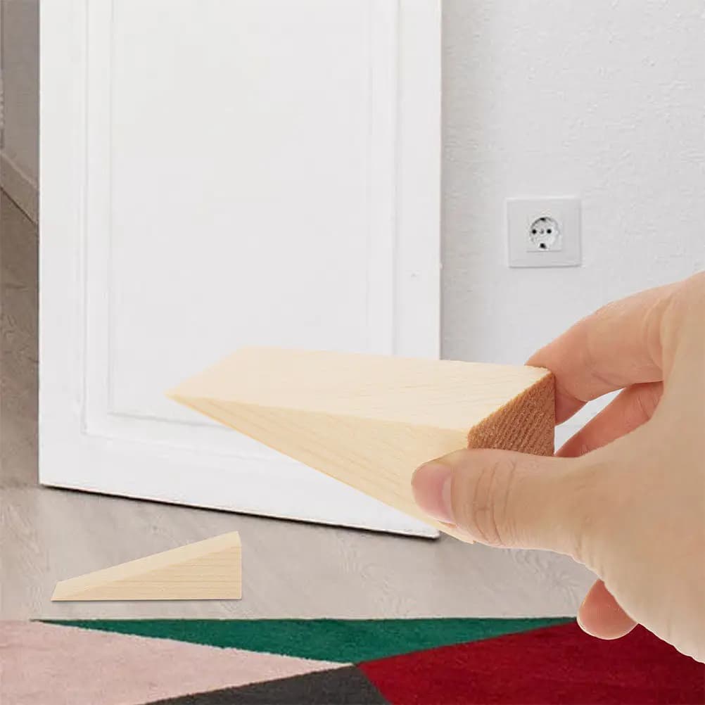 6Pcs Wooden Door Stop Wedge Non-Slip Texture Secure Door Hold for Home Office Outdoor Wooden Floor Stopper