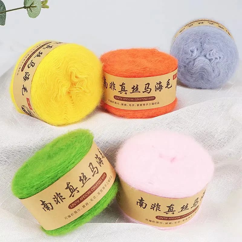 1Pc 50g Mohair Yarn for knitting silk Crochet yarn Wool lana knit Yarn Plush puffy fluff line thread for sweater shawl blanket