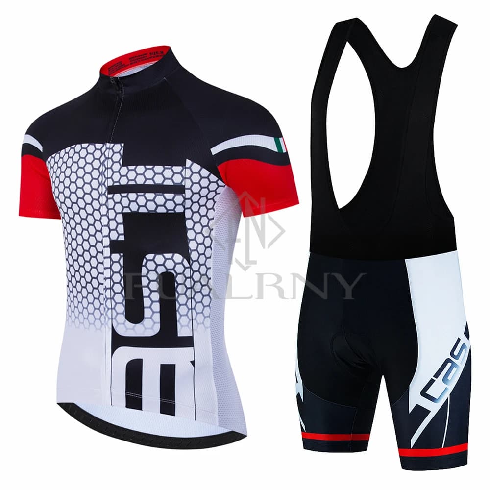 New Summer Cycling Knit Set Men's Short Sleeve Cycling Sleeves MTB Uniform Bike Maillot Ropa Cycling Shorts with Cycling Braces