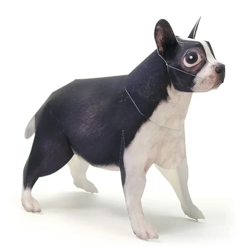 Boston Terrier Dog Origami Art Pet Paper Model Realistic Animal Mini 3D Papercraft DIY Kids Adult Handmade Craft Toys WE-041