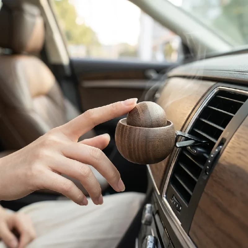Cute Mini Wooden Essential Oil Diffuser Natural Fragrance Aroma Diffuser Portable Car Home Air Freshener Ideal For Bedroom Livin
