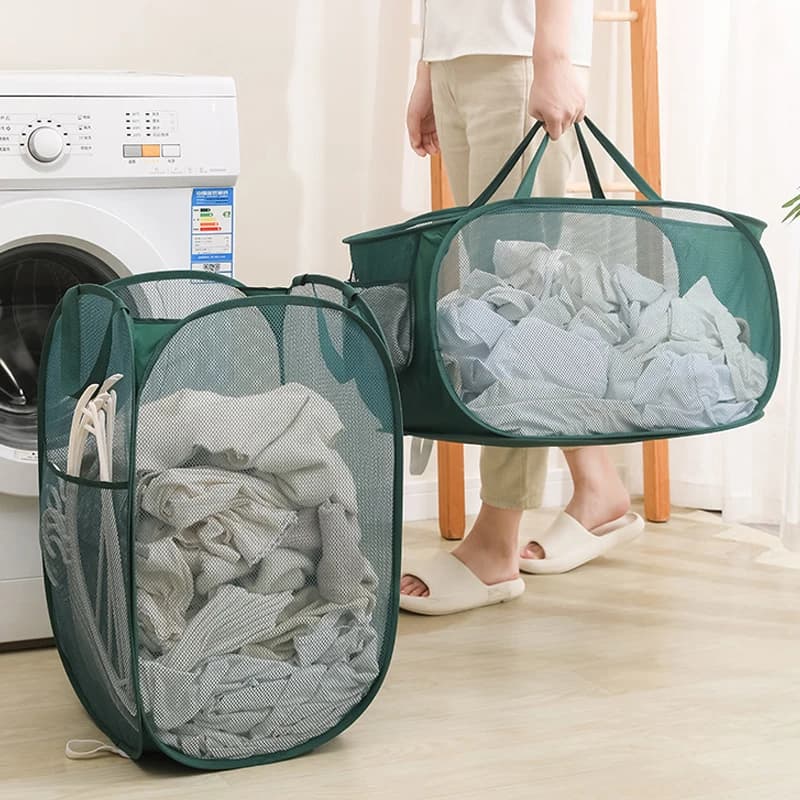 Linen Folding Basket, Clothes Organizer, Bathroom Net Bag, Wall Mounted Basket for Clothes and Socks