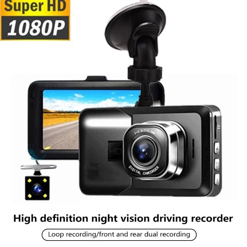 Dashcam R1WD 1080P for vehicles with 3" IPS screen, wide 170° view, night vision improvement, protection of