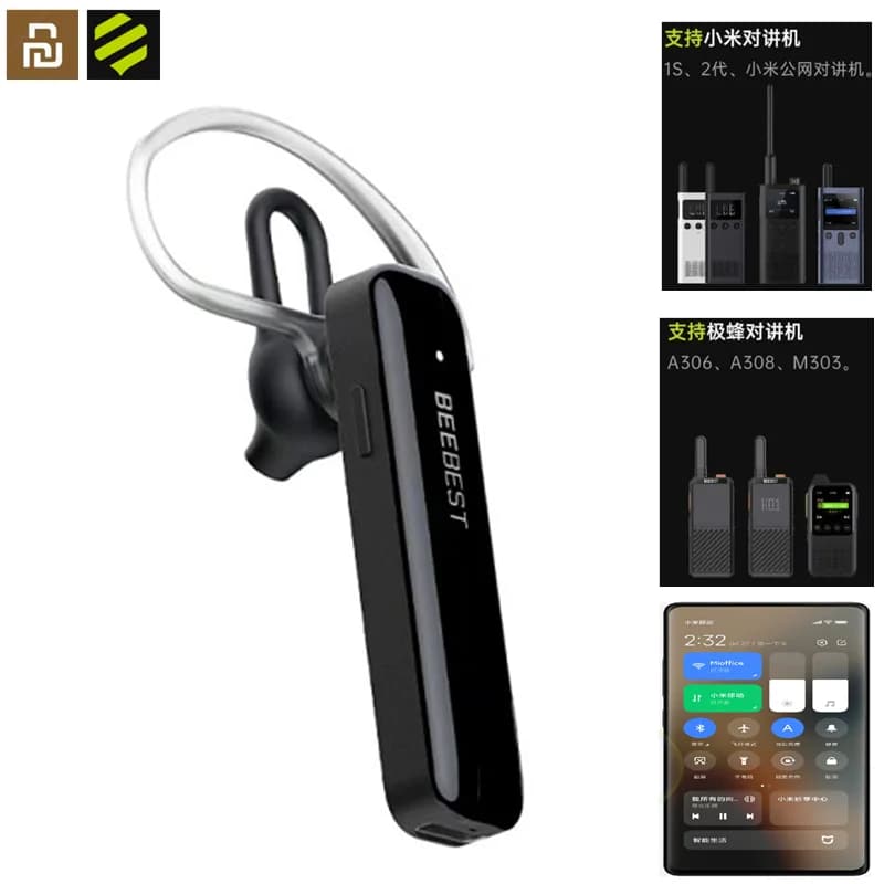 Auricolare Beebest Walkie-Talkie 1S Bluetooth 5.3 con riduzione del rumore, lunga durata in standby, auricolare wireless per Xiaomi Walkie Talkie 2S/1S/2