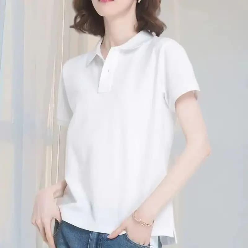 Polo Estive Stile Coreano da Donna in Seta Ghiaccio Fresca, Maglietta a Maniche Corte Traspirante ad Asciugatura Rapida, Casual, da Golf, Pullover, T-shirt