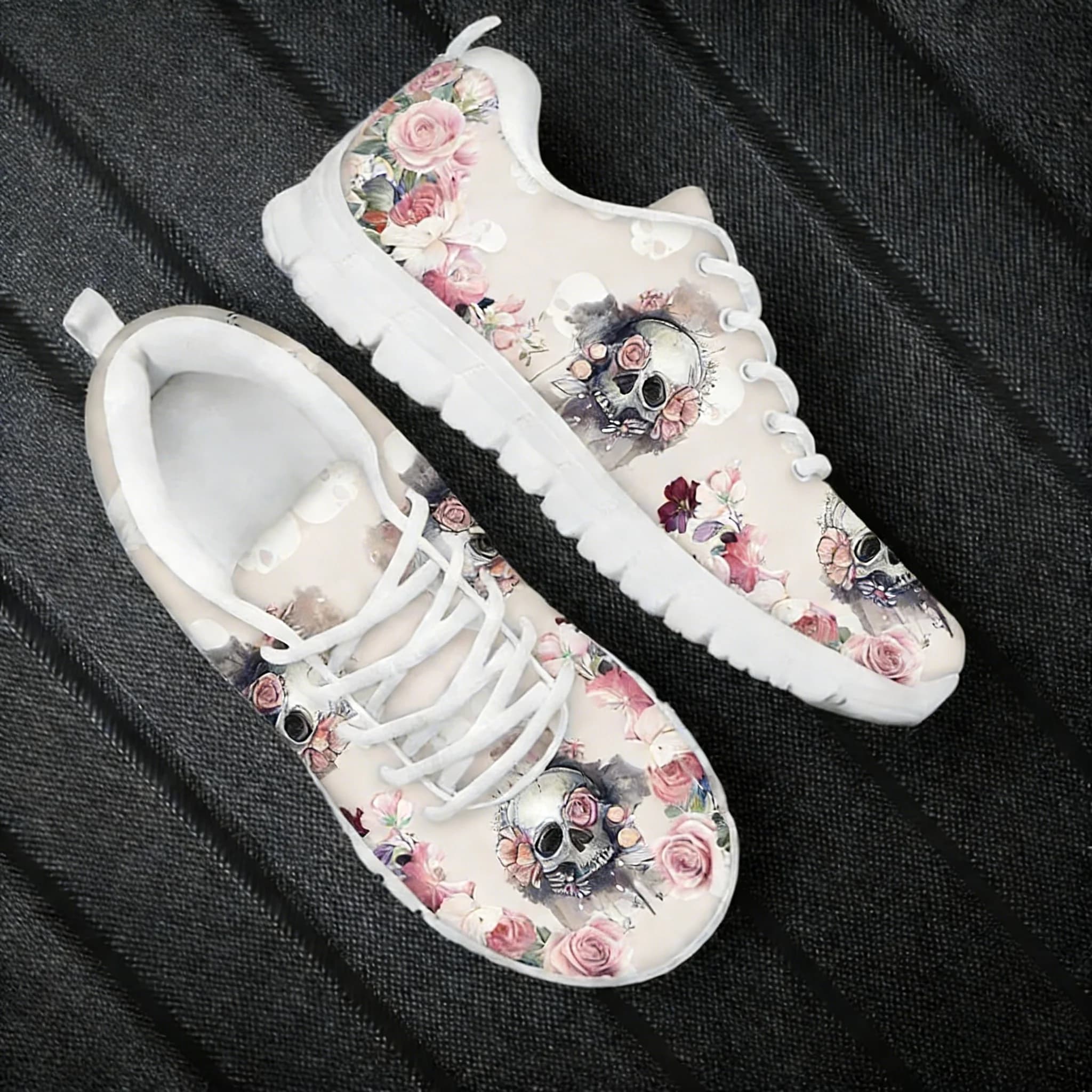 Sneakers primaverili da donna con motivo Sugar Skull, scarpe basse gotiche con lacci, calzature comode in rete traspirante, Zapatos
