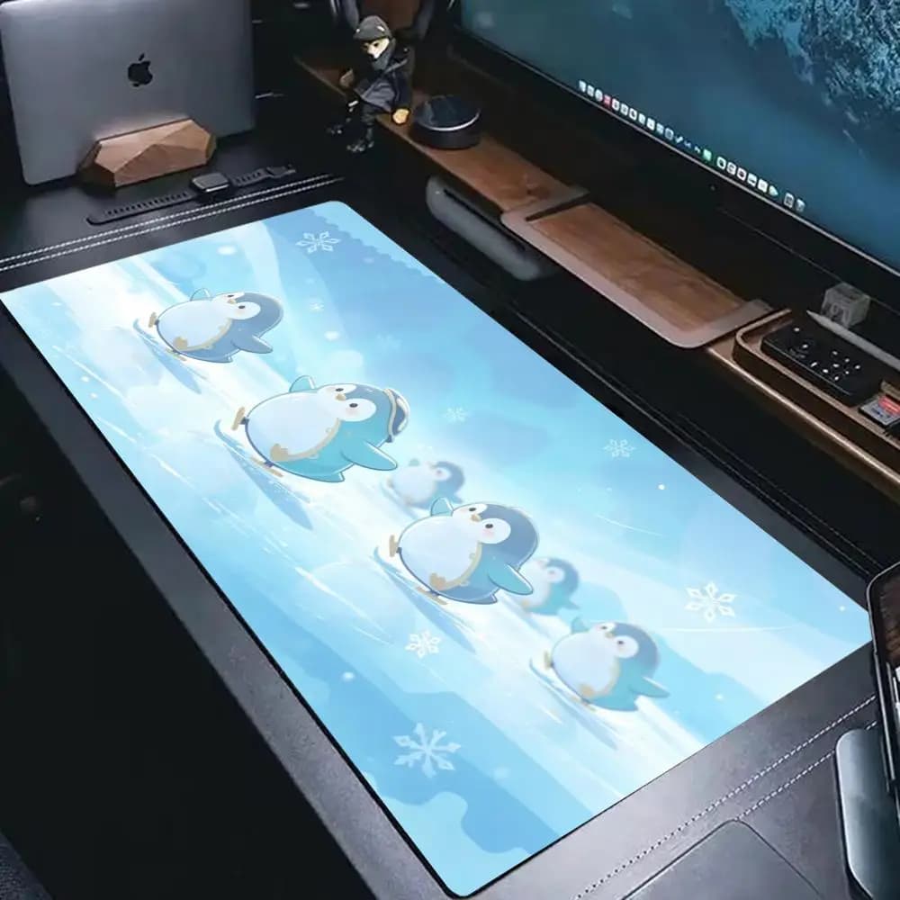 Large Gaming Mouse Pad Xxl Kawaii Winter Penguin Deskmat Non-Slip Rubber Game Mouse Mat Keyboard Mats Mausepad Gamer Girls