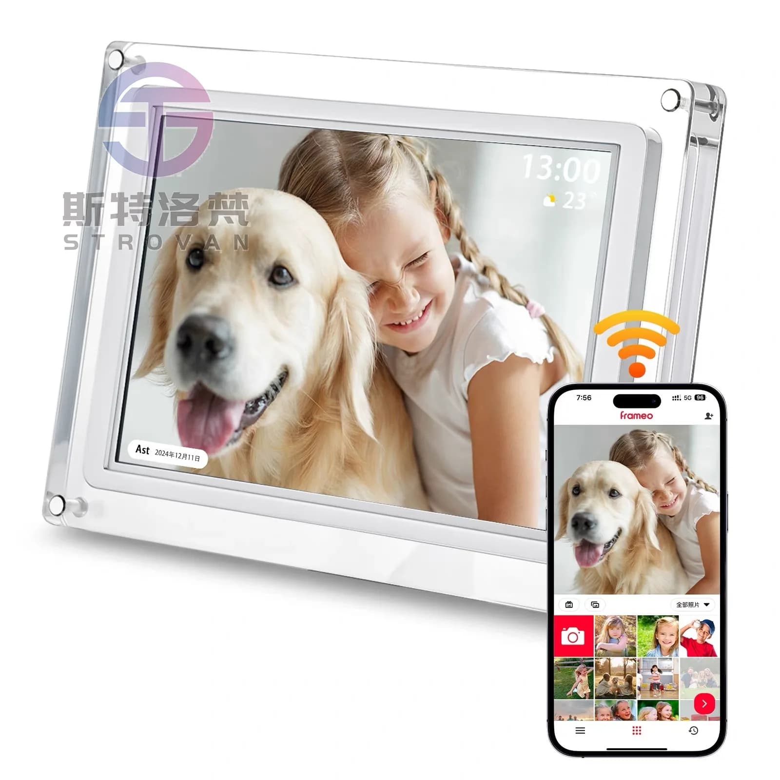 WiFi 10.1 Inch Smart Picture Frame 32GB with 1280x800 IPS Touch Screen Auto-Rotate Share Moments Digital Photo Frame