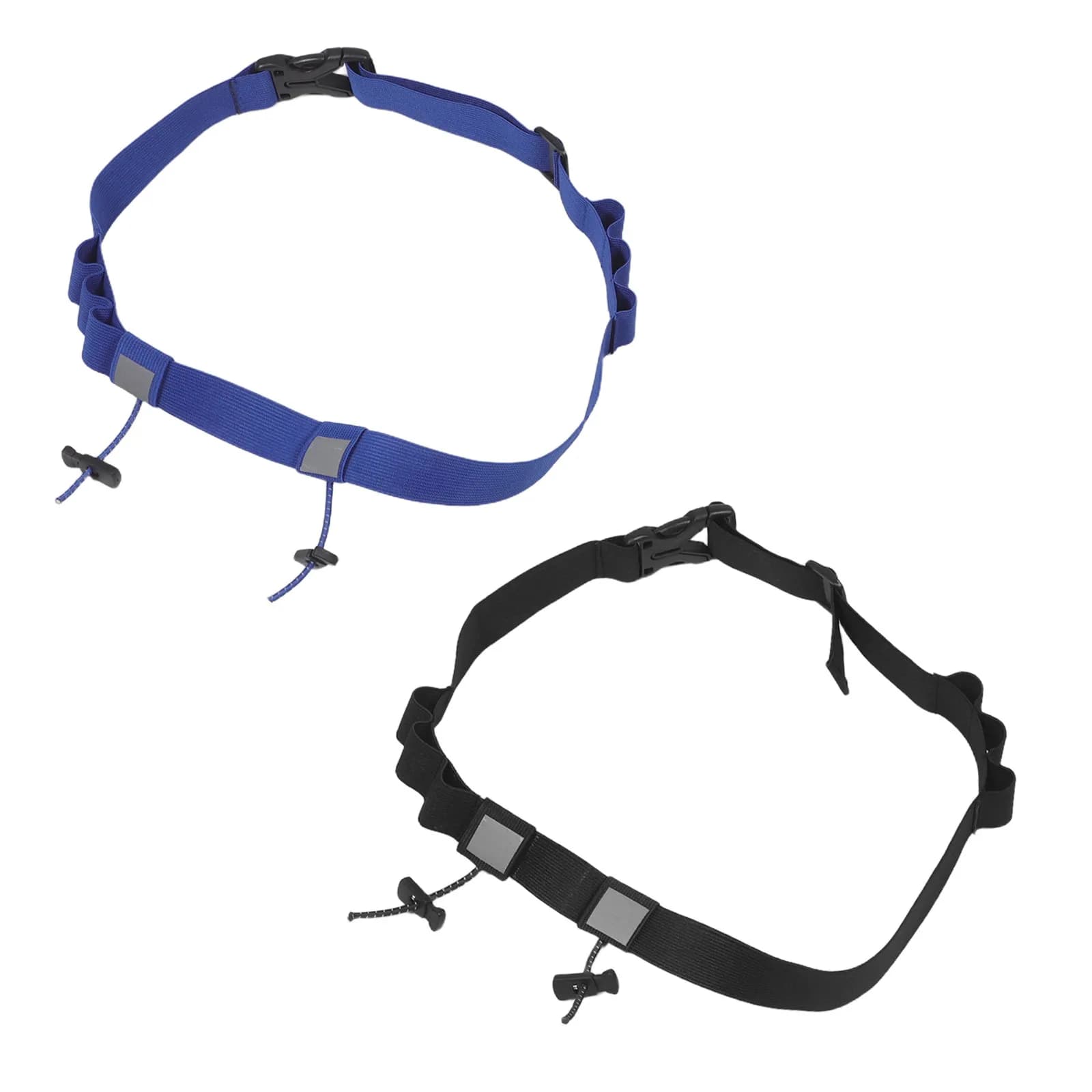 Cintura da Corsa per Maratona (2 Pezzi) Leggera ed Elastica con Porta Pettorale e 6 Anelli Portaoggetti, Regolazione Rapida, Riflettente per Sicurezza Trail