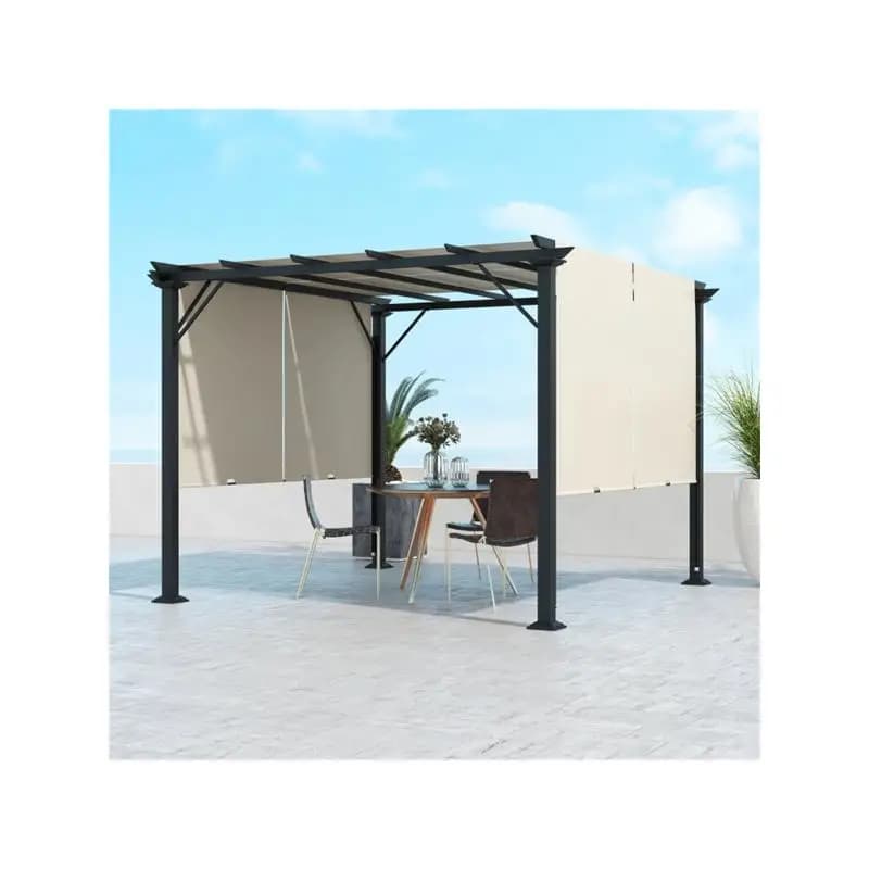Gazebo da esterno per patio: baldacchino da cortile resistente alle intemperie con tende e rete per feste ed eventi