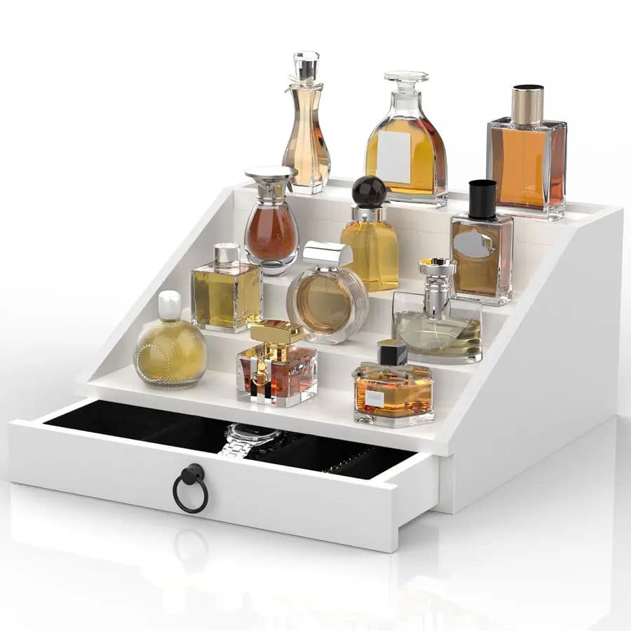 Organizer for Men's Columns Improved to 4 Levels, Perfume exhibitor with Velvet and Hidden Vano