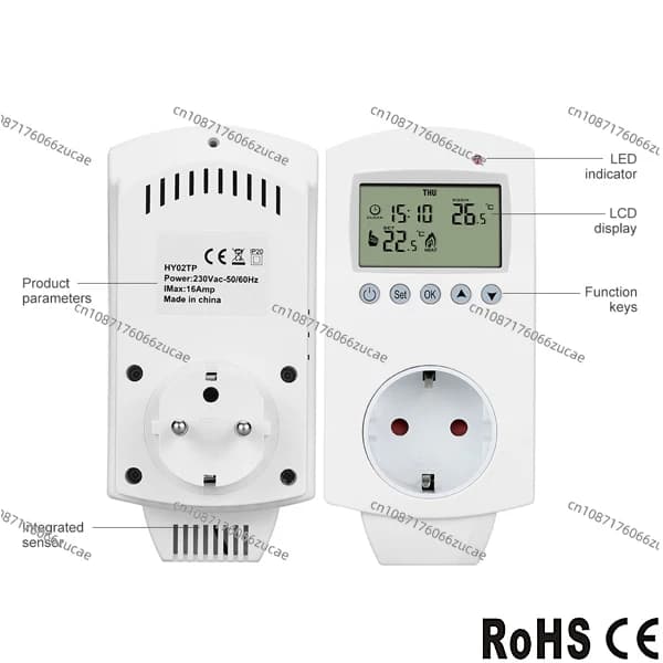 Termostato plug-in presa standard HY02TP Wifi Tuya Sistema domestico intelligente digitale programmabile settimanalmente