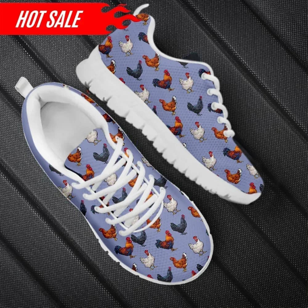 Scarpe da corsa da donna con stampa viola Rooster, scarpe basse da uomo casual, traspiranti e resistenti all'usura, sneakers da passeggio