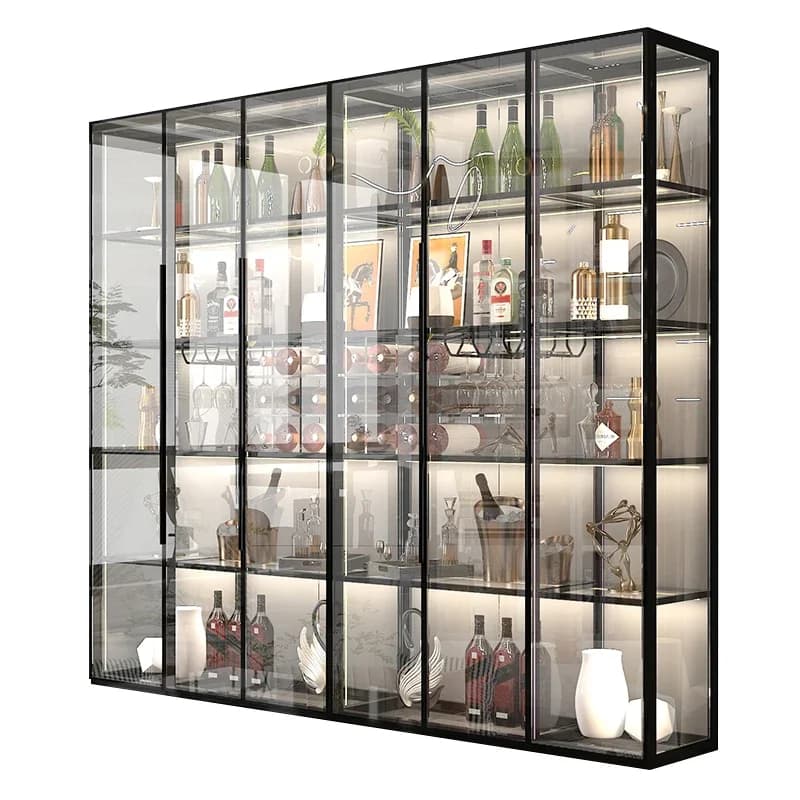 Divisorio da soggiorno moderno e minimalista, mobile da vino in vetro dal pavimento al soffitto, collezione di lusso leggero