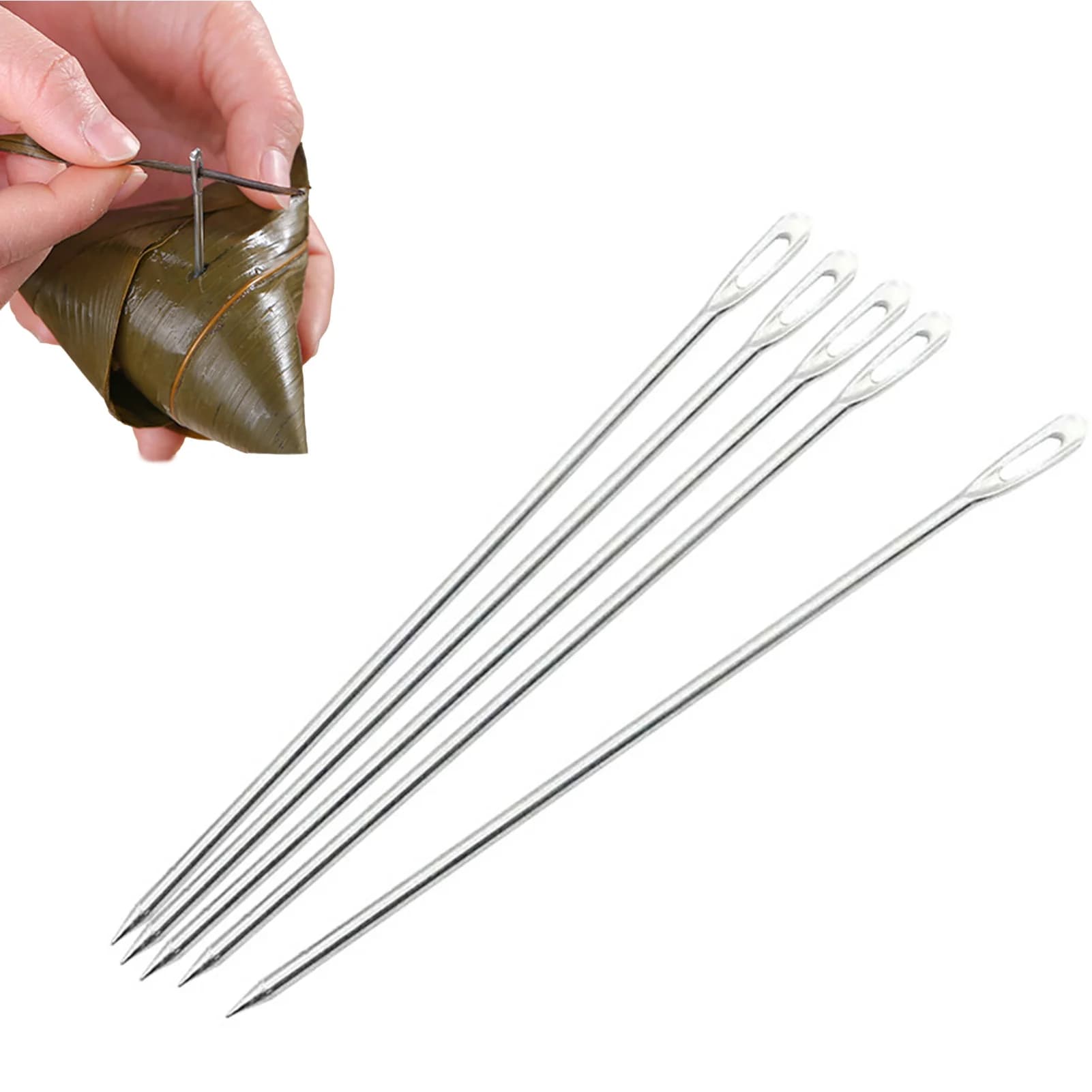 Ago affilato per cucire strumento per ago con foro grande Kit di aghi per infilare la tessitura a mano per progetti di artigianato strumento per aghi Zongzi