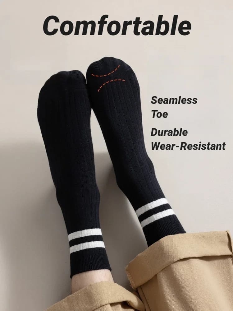 6 pairs (3 pairs each) of autumn spring men's socks, simple, casual, white and black striped, breathable, half leg, of high quality, with rounded tip