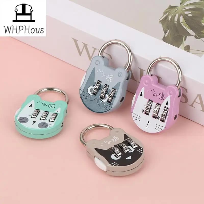 Cute Cat bagaglio lucchetto valigia zaino Password Lock Cartoon Mini Keyed lucchetto Journal Notebook Handbag Code Locks