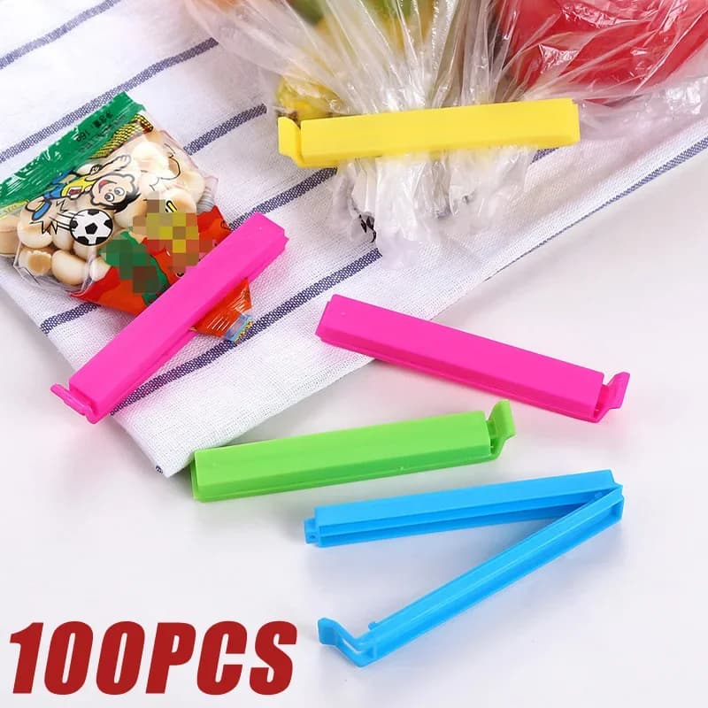 50/100PCS Clip per sacchetti per alimenti Clip per sigillare sacchetti per alimenti Clip per sacchetti di plastica riutilizzabili multicolori per pacchetti di conservazione degli alimenti Sacchetti per congelatore