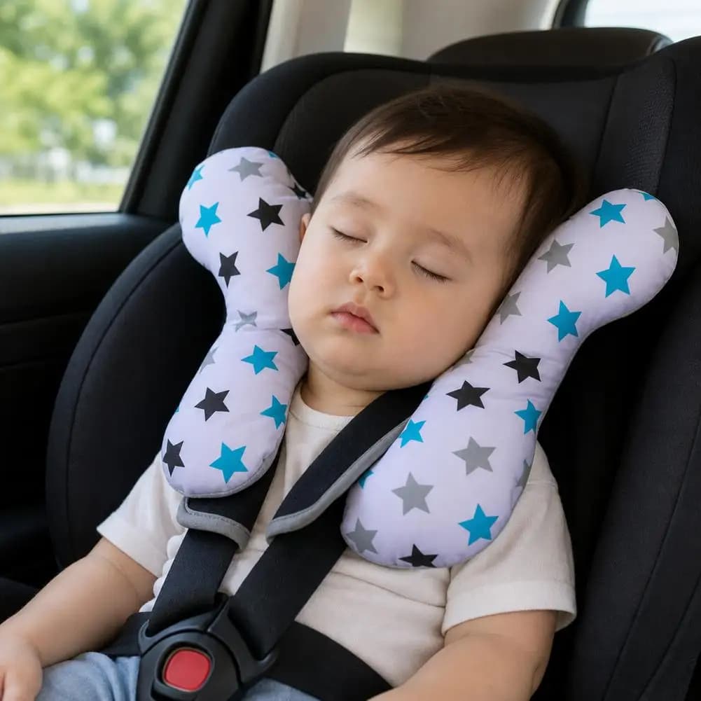 Baby Stroller Pillow, Car Seat Sleeping Neck Support Pillow, Baby Stroller Cartoon Two-corner Flower Pillow