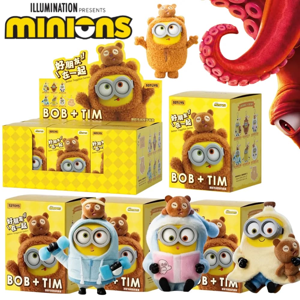@HOT Minions Bob & Tim Blind Box 52TOYS Better Together Series, Lovely Figure Backpack Pendant Trendy Collectible Ornament Gift#