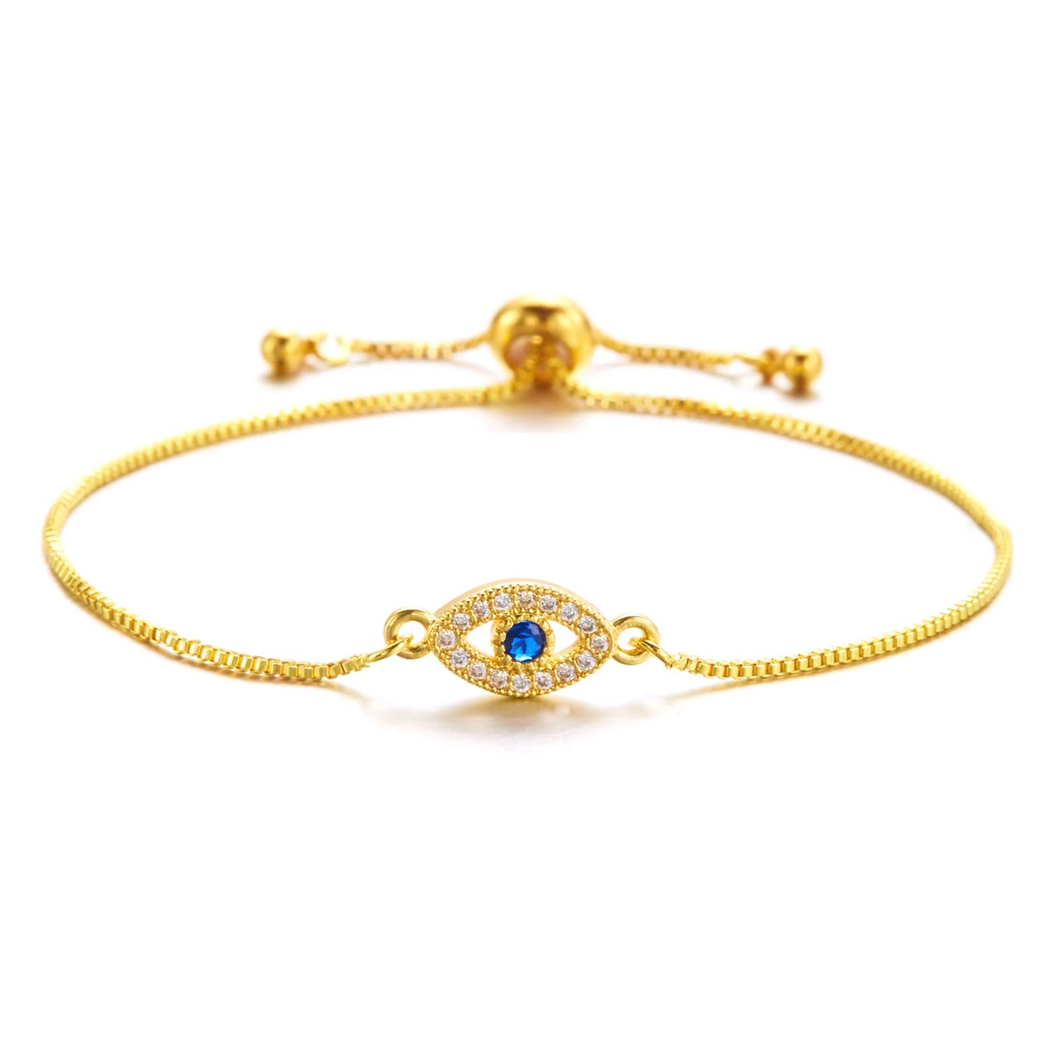 Squisito zircone blu cristallo malocchio braccialetto classico turco occhi fortunati braccialetti a catena color oro per donna uomo gioielli regalo