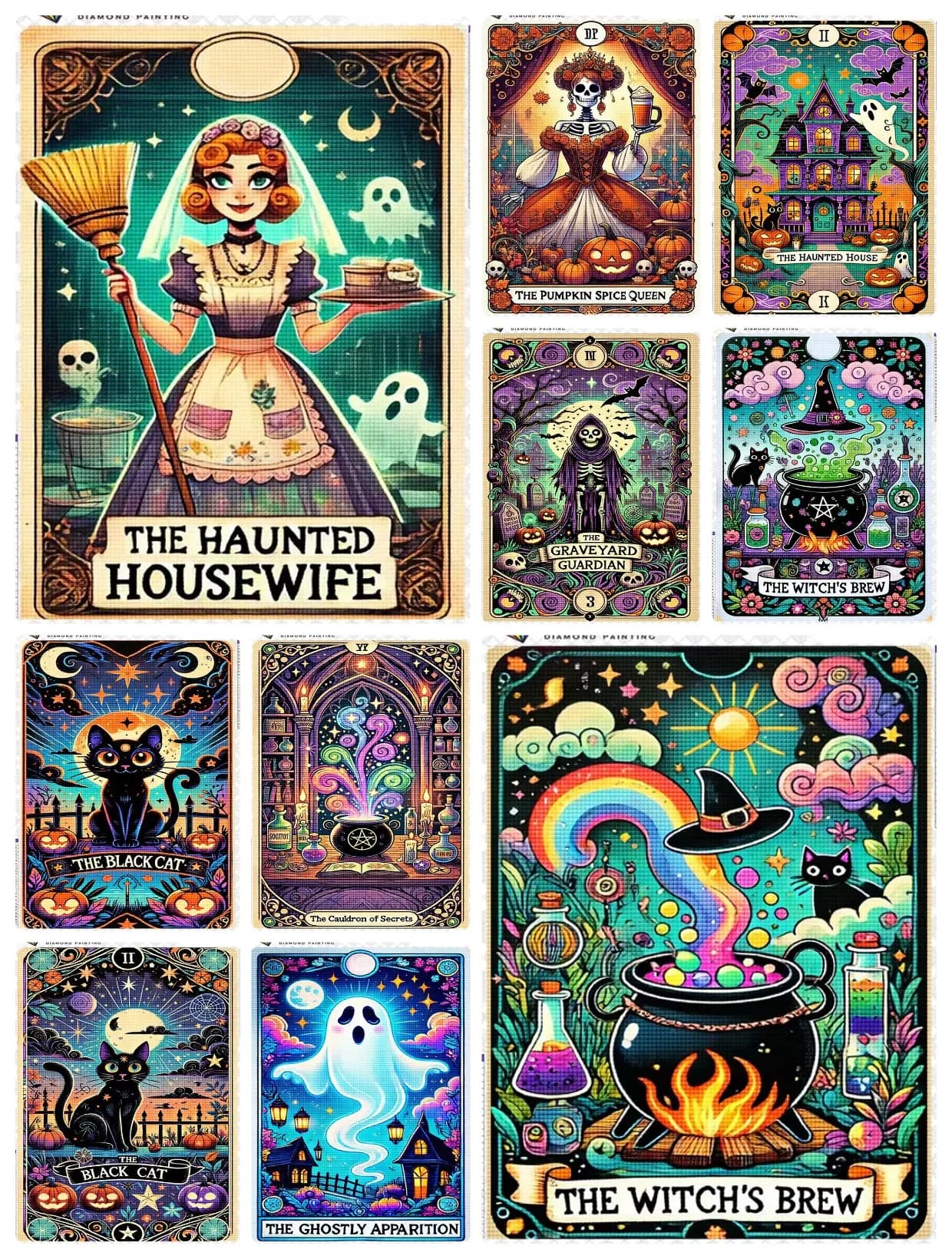 Diamond Painting Tarot Card Cartoon Skeleton Diamond Mosaic Handmade Art Exquisite Creative Gift Home Decor