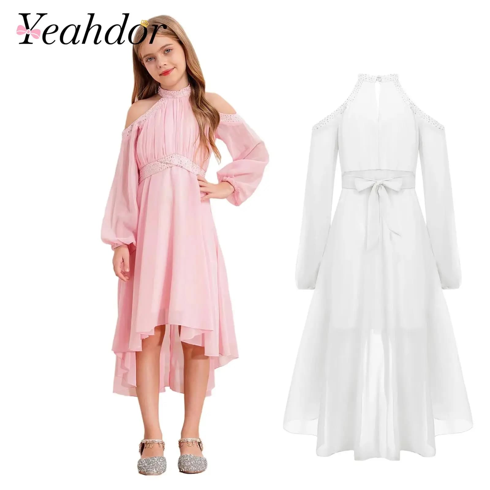 Abito da ragazza di fiore con scollo all'americana Abito da festa di nozze Abito da principessa con spalle scoperte per abiti formali da spettacolo da damigella d'onore Vestido da sera