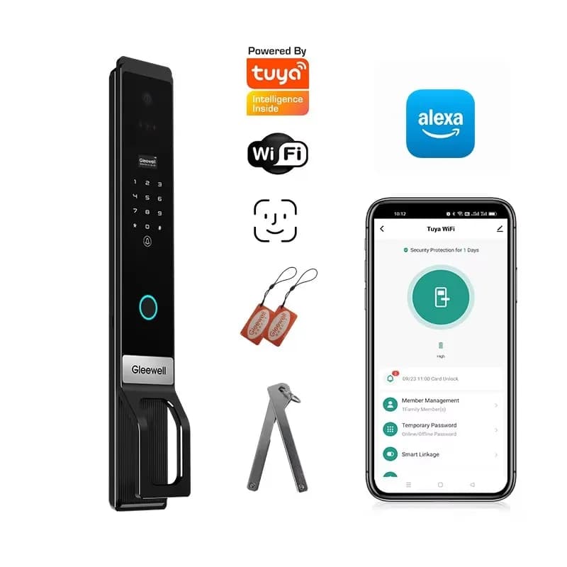 Serratura Intelligente Alexa con Riconoscimento delle Vene Palmari in Tempo Reale, Serratura Digitale Smart Tuya Wifi per Esterni con Telecamera