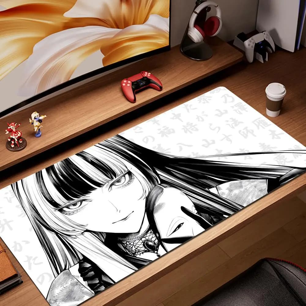Tappetino da Scrivania con Stampa Ragazza in Stile Manga, Mousepad in Gomma Liscia, Tappetino per Mouse Extra Large per Casa e Ufficio
