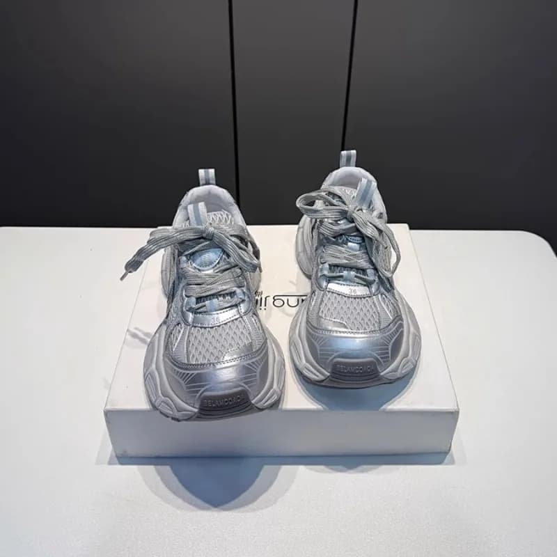 2026 New Chunky Sneakers Platform Mesh Breathable Retro Running Sport Shoes Height Increasing Casual Footwear Zapatos De Mujer