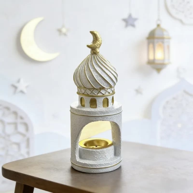 Bruciatore d'Incenso Decorativo a Forma di Castello con Luna e Stelle per il Ramadan, Diffusore di Fragranze per Arredamento Culturale Islamico, Idea Regalo Significativa