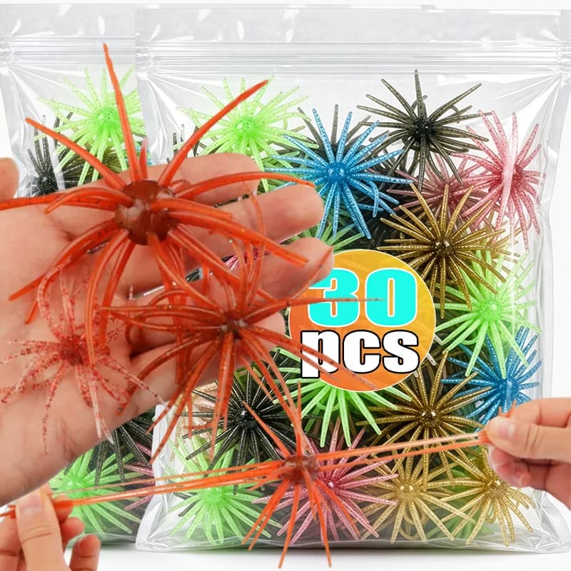 TPE Simulated Sea Urchin Soft Silicone Fishing Lure Artificial Soft Bait Fishing Tackle Freshwater Saltwater Bait for Fish