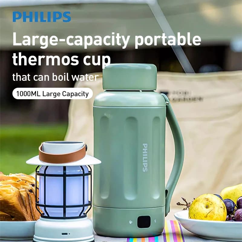 Philips AWP2785 1000ml Electric Kettle, Travel Laptop with 12H Heat and Vacuum Insulation, with Cup