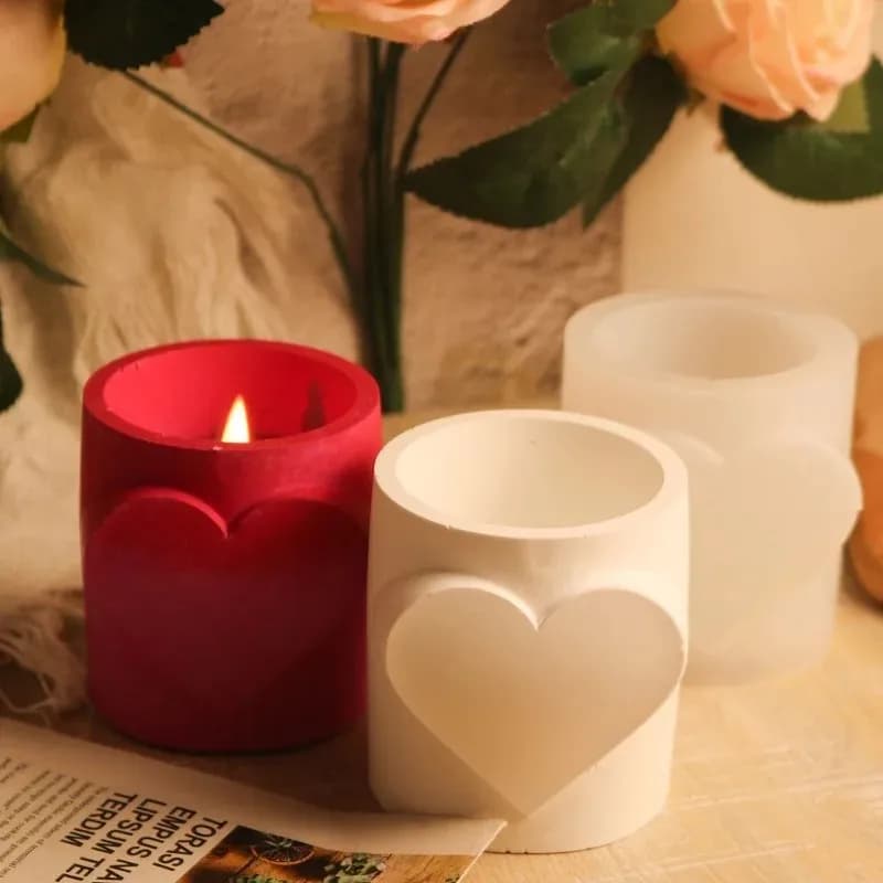 Stampo in resina 2026-Love Candle Cup per fai da te, regali di San Valentino per coppie, portapenne, stampi in silicone, stampi per vasi in gesso e cemento