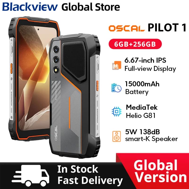 Blackview Oscal PILOT 1 Telefono robusto Display HD da 6,67 pollici + 90 Hz 15000 mAh 5 W BOX Altoparlante 6 GB 256 GB Helio G81 CPU NFC Cellulare
