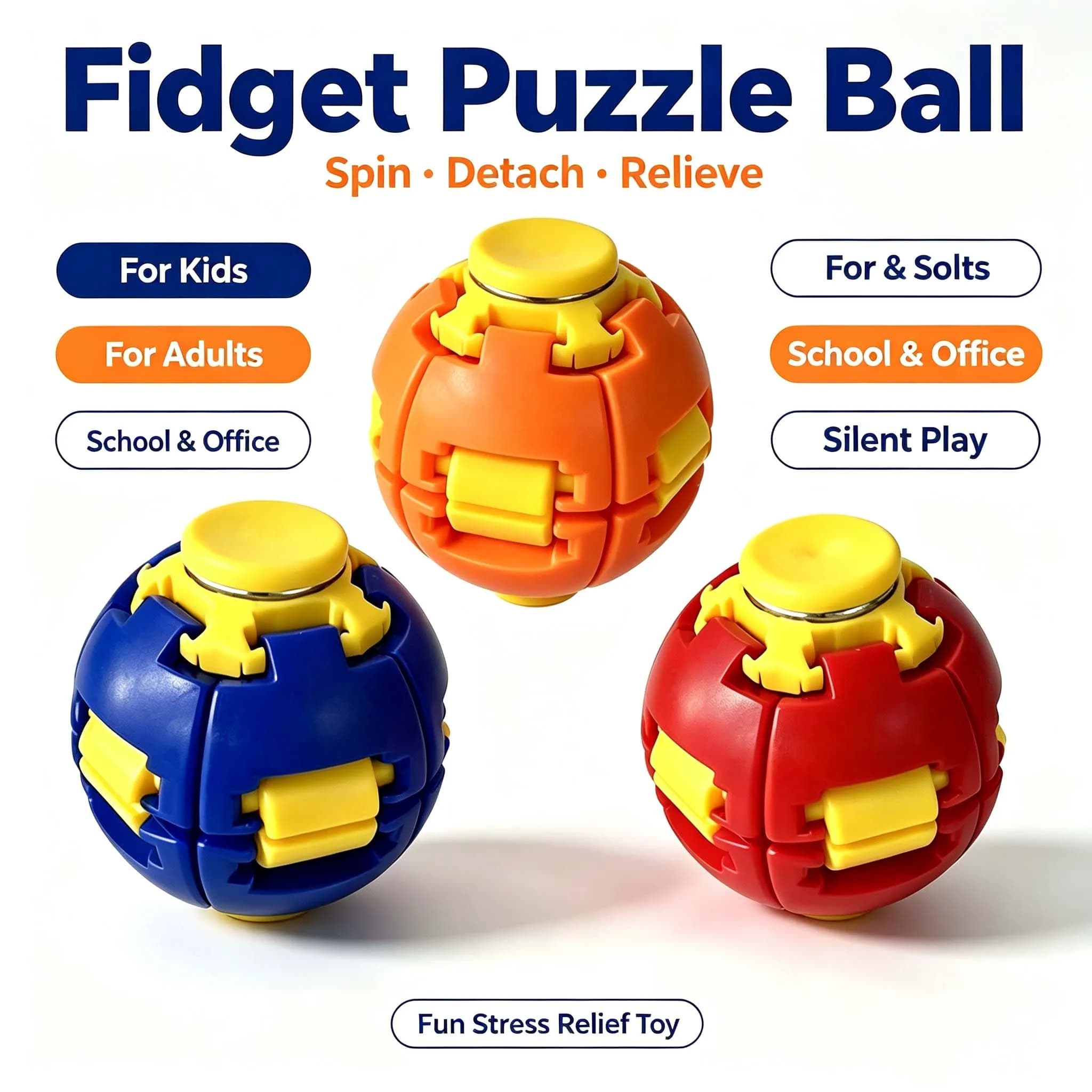 HelixCore 3D Printed Twist Sphere Fidget Ball Hypnotic Gear Spinner Stress Relief Toy Focus Relaxation Christmas Birthday Gift