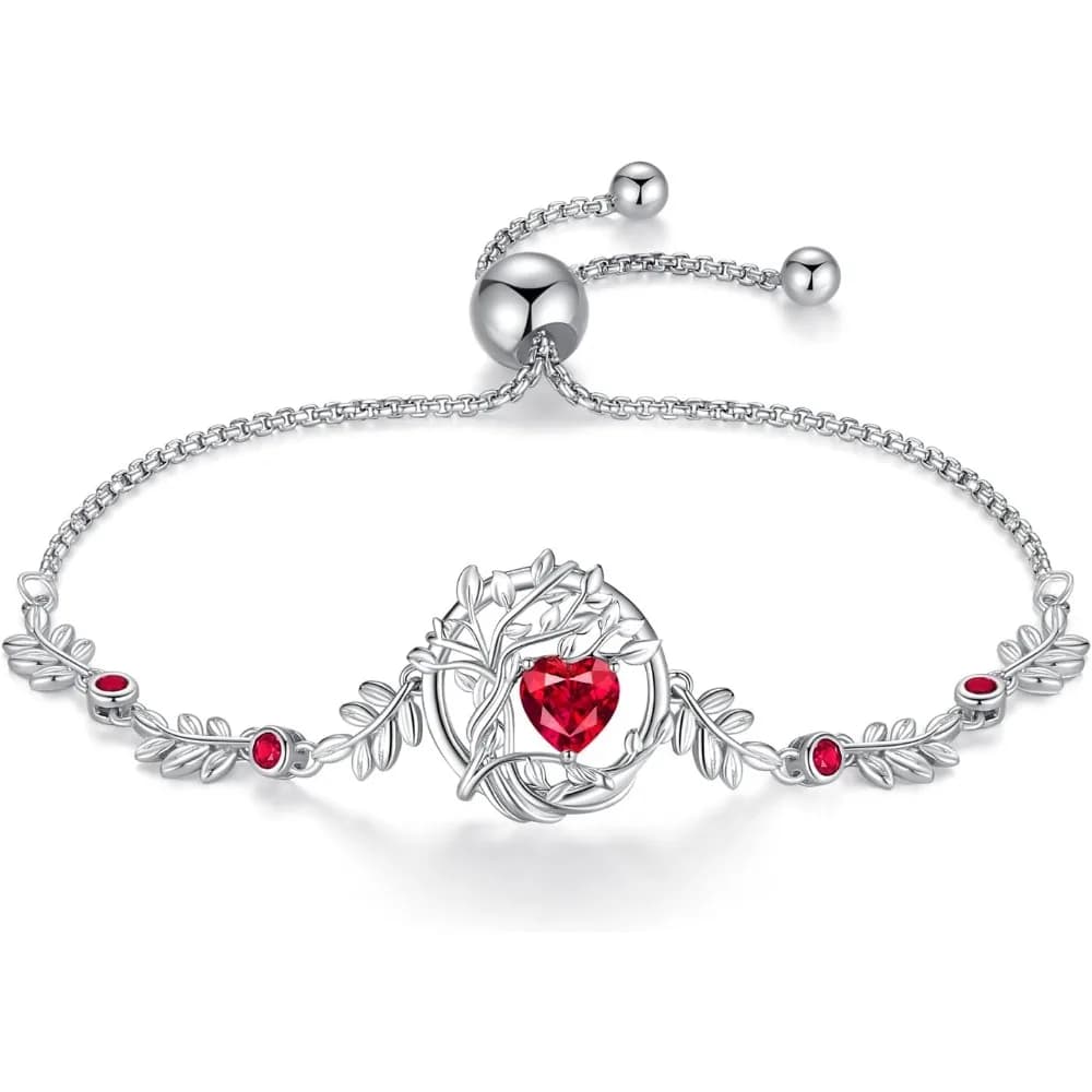 Sterling Silver Tree of Life Birthstone Bracelet for Women