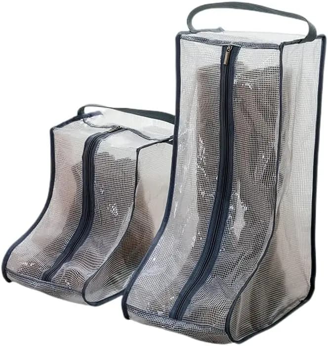 2-Pack Clear Boot Storage Bags: Portable, Waterproof, for Short & Tall Boots, Sneakers - Travel & Home Use