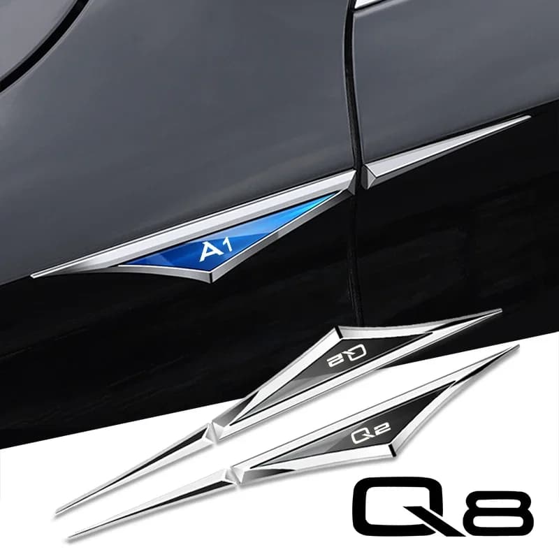 2pcs 3d stickers for auto alloy accessories for audi a4 b6 b7 b9 a3 8l 8p 8v q3 a7 a4 b8 a6 c6 4f c7 a5 q8 a7 a8