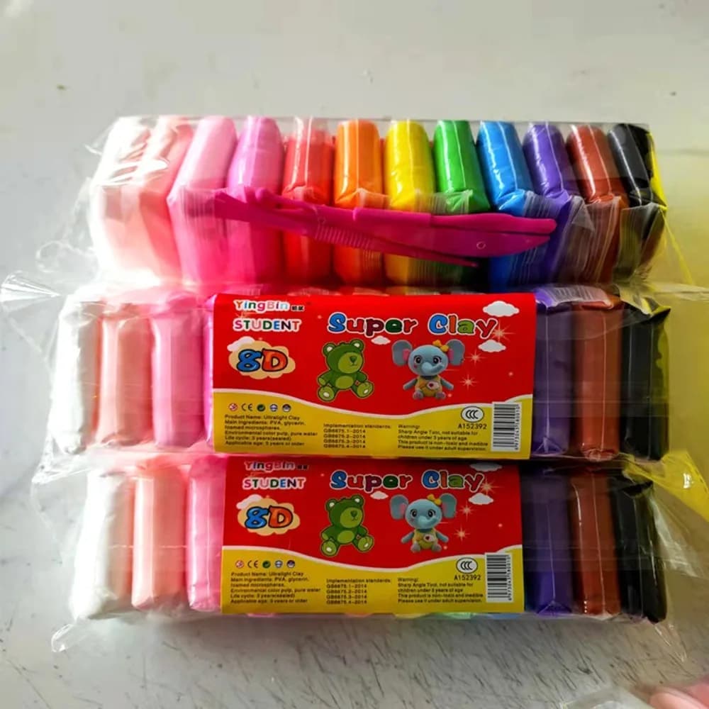 Argilla Colorata con Nucleo in Argilla da 10g, Confezione Mista da 12, 24 o 36 Colori, Pasta Modellabile per Bambini, Argilla Educativa a Forma di Fiocco di Neve